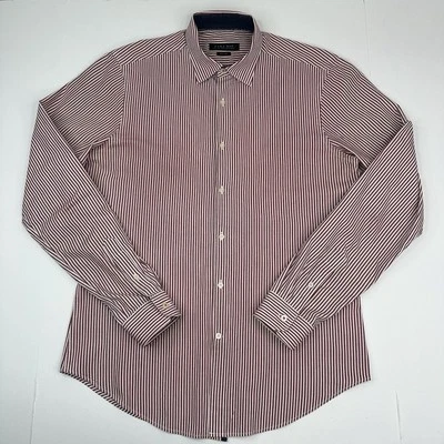 Camisa de vestir de carrera Zara roja blanca ajustada a rayas con botones L/C41.25 para hombre Foto 1 de 4