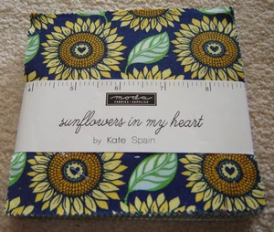 MODA 5" squares charm packs SUNFLOWERS IN MY HEART kate spain - Picture 1 of 4
