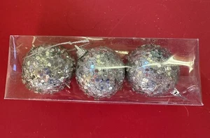 Set Of 3 Silver Balls Disco Ball Sparkle Christmas Ornaments Tree Merry Market - Picture 1 of 2