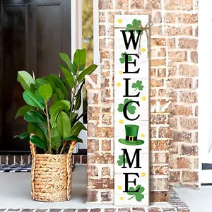 St. Patrick'S Day Wooden Porch Sign 47" Spring Large Welcome Porch Sign for Home - Picture 1 of 7