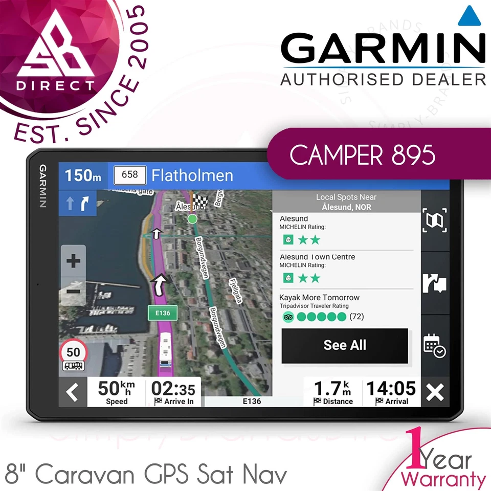 Garmin Camper2273cm 20.3cm Wohnwagen Wohnmobil GPS Sat Nav │ Lifetime Maps + - Bild 1 von 4