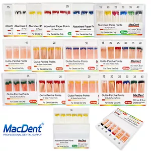 MacDent Dental Endo Gutta Percha Points / Absorbent Paper Points 02/04/06 Taper - Picture 1 of 35