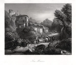 San Marino Originaler Stahlstich; von Krause um 1850 - Picture 1 of 1