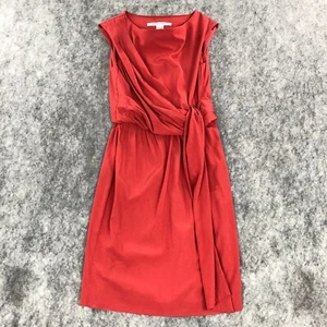 Diane Von Furstenberg Wrap Dress Size 0 Burgundy Ruched Detail Cowlneck Womens - Picture 1 of 10