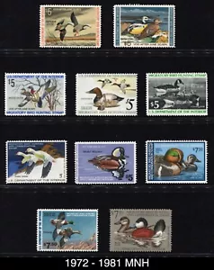 Set of 10 MINT RW39 - RW48 MNH 1972-81 US Federal Duck Stamps Waterfowl - Picture 1 of 13