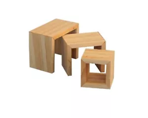 Nido moderno de mesas de madera desnuda para casa de muñecas escala 12 (BEF182) - Imagen 1 de 1