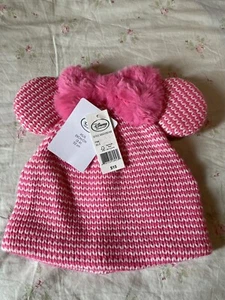 Hot Pink Disney Minnie Mouse Knit Beanie Cap w/ Fur Bow Child Sz XS/S (3-6) NWT - Picture 1 of 1