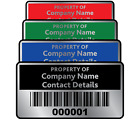 Silver Small Size Asset ID Labels - Design 2. Choice of Colours