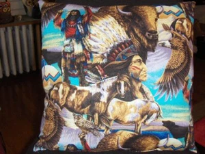 NUOVO fatto in casa - cuscino lancio aquila, cavallo, bufalo 16" X 16" - Foto 1 di 2
