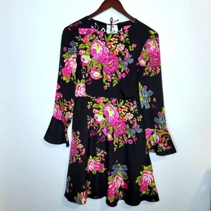 Betsey Johnson Floral Bell Sleeve Dress Size 2 - Picture 1 of 11