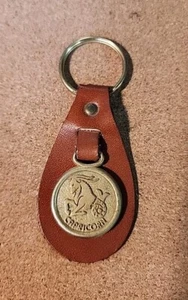 Vintage Capricorn Keychain Leather Key Fob Ring Chain With Saying - Picture 1 of 6