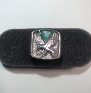 Sterling Silver, Sign OTT Navajo Turquoise Eagle Dome Ring, Men's Size 13 - Picture 1 of 5