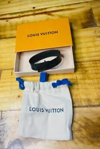 Original Louis Vuitton Bracelet Leather Grey Unisex Gift - Picture 1 of 9