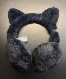Baby Phat Ear Muffs Black Fluffy Faux Fur Kitty Cat Ears Winter Warm One Size - Picture 1 of 5