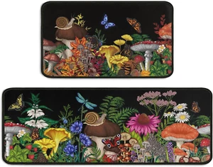 Mushroom Kitchen Rug Sets of 2 Piece Non Slip Kitchen Rugs and Mats Washable Kit - Picture 1 of 7
