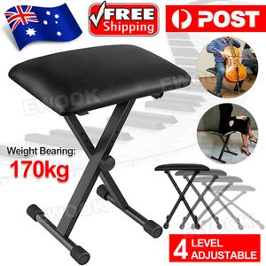 Adjustable Music Keyboard Stand Portable Piano Stool Seat Folding Bench Chair AU - Picture 1 of 11
