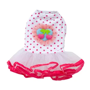 2015 Fashion Puppy Dog Princess Dress Dog Cherry Lace Girls Life Jackets 50-70 - Picture 1 of 2