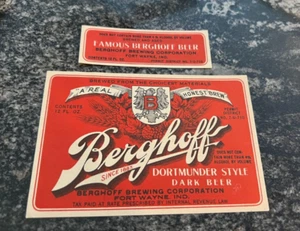 IRTP U-PERMIT BERGHOFF DORTMUNDER DARK BEER BOTTLE & NECK LABEL FORT WAYNE IN 4% - Picture 1 of 1
