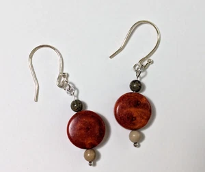 Bohemian Red & Brown Bead Earrings- very pretty - Picture 1 of 3