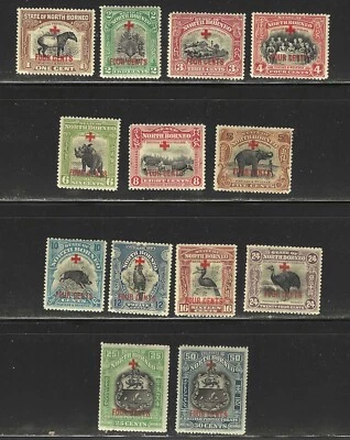 SIN SELLOS BORNEO #B31-B43a— (13) SEMI-POSTAL + PERF VAR. — 1918 — SIN USAR Foto 1 de 3