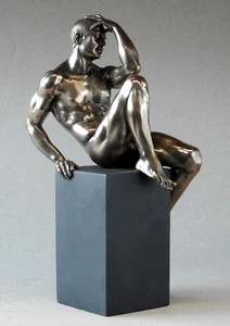 New Nude Boy Sculpture Figurine On Body Language Base H 24 Cm - Picture 1 of 4