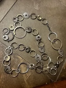 Retired LIA SOPHIA 3-Tone Circle 42-45" Necklace "IMPROV" - Picture 1 of 3