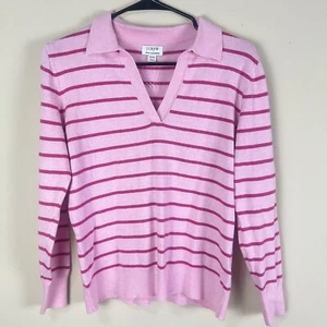 Neu ohne Etikett J. Crew Damen-Polopullover Kaschmirmischung Oberteil Gr. XXS gestreift rosa - Bild 1 von 9