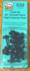 Kadee HO Scale #532 Code 88 36" Smooth Back Freight & Passenger Wheels (12) - Bild 1 von 1