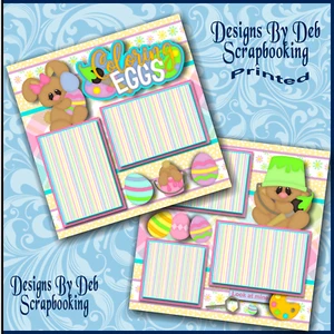 COLORING EGGS EASTER Premade Scrapbook Pages paper printed layout DBDS - Picture 1 of 3