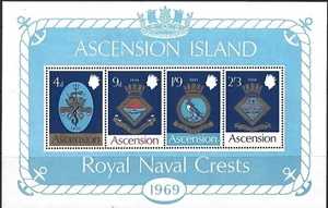 522 Ascension Island 1969, SC #129a MNH, Royal Navy Crests, MI AC BL 1. - Picture 1 of 1