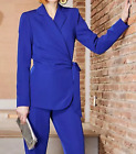 New Royal Blue Kaleidoscope Cobalt Tie Front Ladies Coat With Fast Shipping