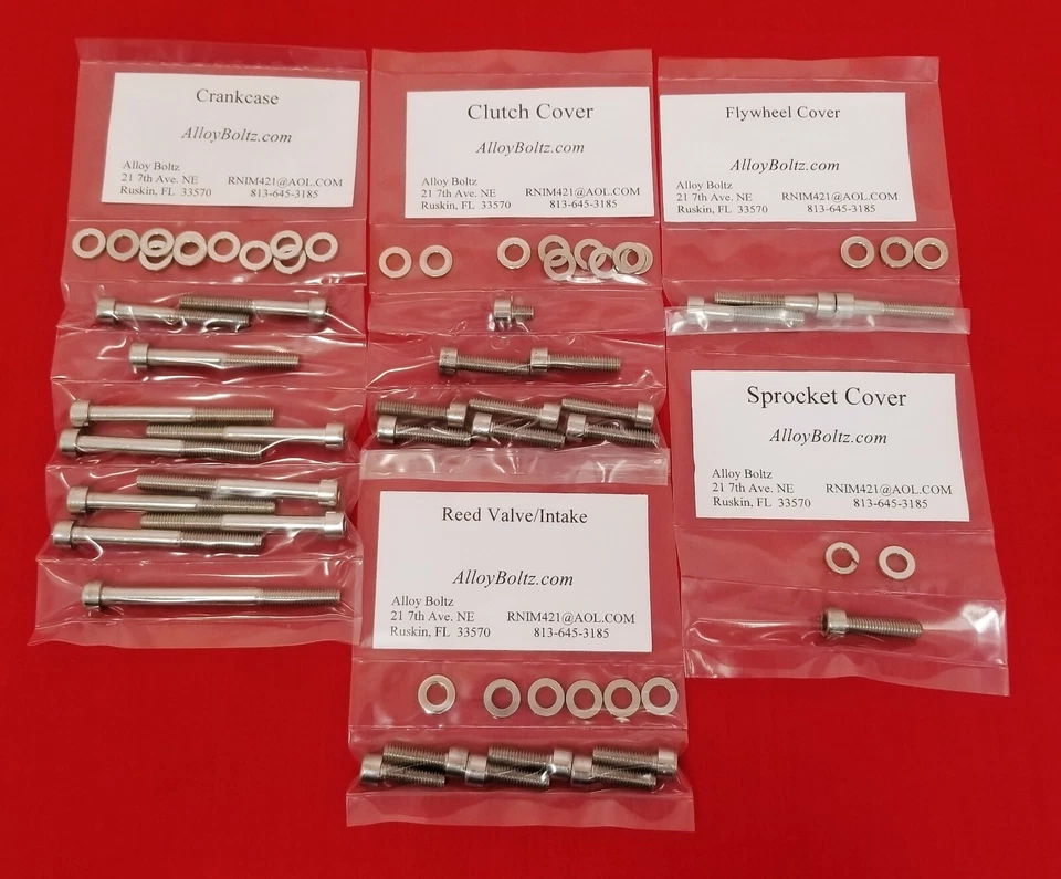 1980-1990 YAMAHA YZ465 IT490 YZ490 POLISHED STAINLESS ENGINE BOLT SCREW KIT SET - Image 1 of 1