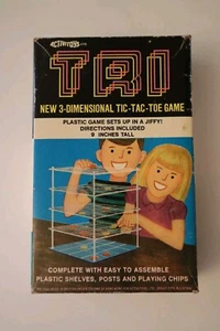 Vintage Tri Tac Toe 3D Tic Tac Toe Board Game In Box - Picture 1 of 2