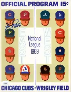 Fergie Jenkins JSA Signed 1969 Chicago Cubs Program Phillies HOF 91 Autograph - Picture 1 of 2