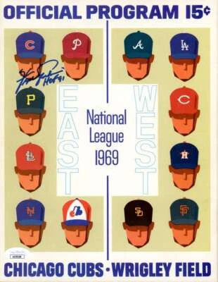 Fergie Jenkins JSA Signed  1969 Chicago Cubs Program Phillies HOF 91 Autograph - Image 1 of 2