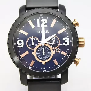 New Fossil BQ2011 Nate Blue Dial Chronograph Black StainlessSteel Band Men Watch - Picture 1 of 7