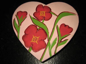 Marcel Schurman Embellished Red Poppy Heart Candy Box. 6.5" X 6" - Picture 1 of 10