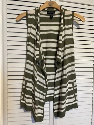 CABLE & GAUGE Mujer Talla Pequeña S Chaleco Algodón Ligero Rayas Cascada Foto 1 de 4