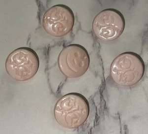 Vintage Czech Pink Flower Glass Buttons Smiley Face Button Lot 124-37 - Picture 1 of 7