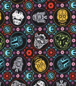 Star Wars Cotton Sugar Skulls Fabric 1/2YD 18" X 44"  100%Cotton New - Picture 1 of 2