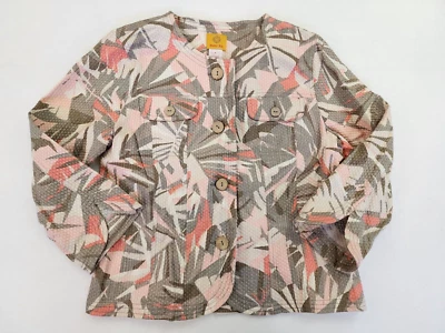 Ruby Rd Women's Blazer Jacket Ikat Quilted Pastel 3/4 Sleeve Button Up Size 6 - Image 1 of 4