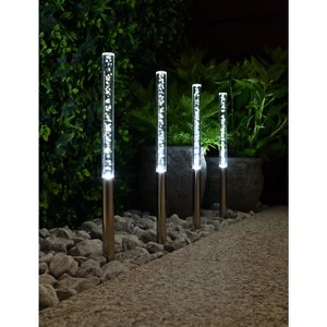 New Solar Power LED Pathway Bubble Post Bollard Outdoor Lawn Garden Stake Lights - Picture 1 of 3