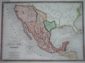 1842 rare ORIGINAL MAP TEXAS REPUBLIC United States NEW MEXICO Houston Austin - Picture 1 of 8