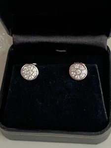 3247 – Boucles d'Oreilles Fleur Or Gris Diamants - Imagen 1 de 9