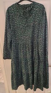 Ladies New Look Green Floral Print Shift Dress Size 32