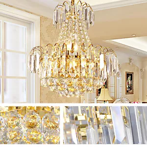Gold Kristall Kronleuchter Licht Luxus Wohnzimmer Decke Moderne Pendelleucht DE - Bild 1 von 11