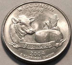 2004 D Wisconsin Low Leaf State Quarter, Better Error/Variety Uncirculated 25C - Picture 1 of 2