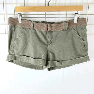 Hollister Mujer Micro Pantalones Cortos Medianos Y2K Vintage Cinturón con Puños Mezcla de Algodón-Leer Foto 1 de 4