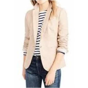 J. Blazer donna Crew Campbell in lino marrone taglia 8 - Foto 1 di 8