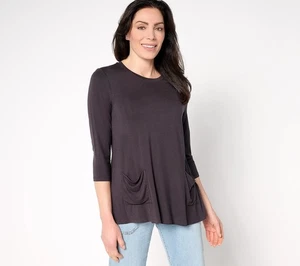 LOGO by Lori Goldstein Gr. SMALL 3/4 Arm Strick Top mit Taschen PHANTOM A686045 - Bild 1 von 1